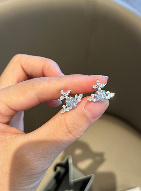 西太后满钻花朵耳钉耳饰