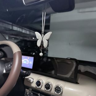 车挂件女神款高端亮闪闪镶钻蝴蝶车挂件闪亮装饰汽车后视镜挂饰新