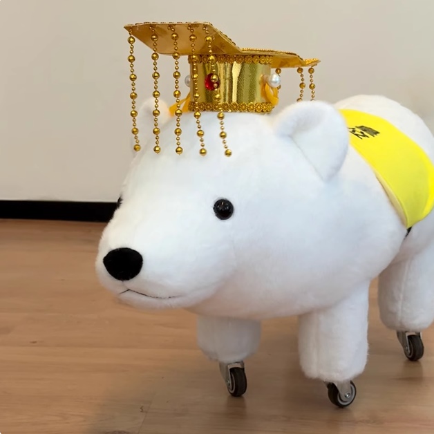 秦始皇骑北极熊凳子公仔毛绒玩具小玩偶儿童棉娃坐骑车载摆件礼物