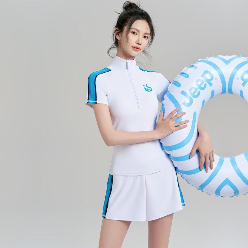 泳衣女大码保守分体平角爆款女士成人泳装遮肉Q显瘦微胖女孩游泳