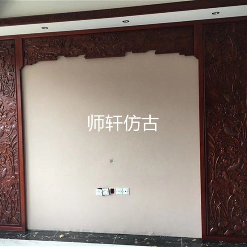 东阳木雕中式装修雕花镂空浮雕玄关隔G断屏风花板隔断实木现货定