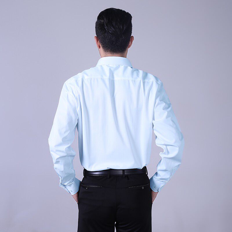 高个子男士长g袖白衬衫职业商务正装韩版潮流百搭衬衣黑色免烫201