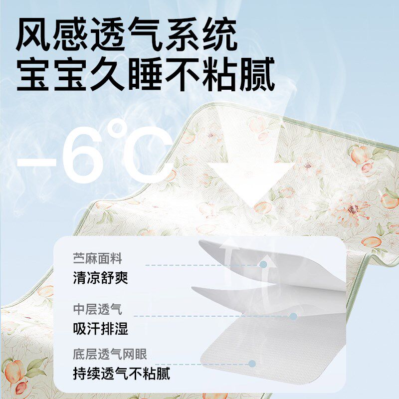 婴儿床苎麻凉席新生宝宝拼接床凉垫幼儿园儿童夏季透气Y午睡小席