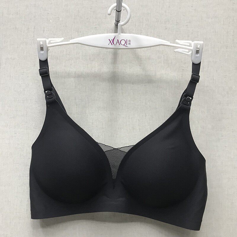 孕妇哺乳文胸聚拢防下垂喂奶胸罩夏季超薄款P果冻款睡眠无痕内衣