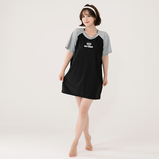 大码泳衣女三件套运动保守学生分体宽松遮肚显瘦胖S妹妹200斤泳装