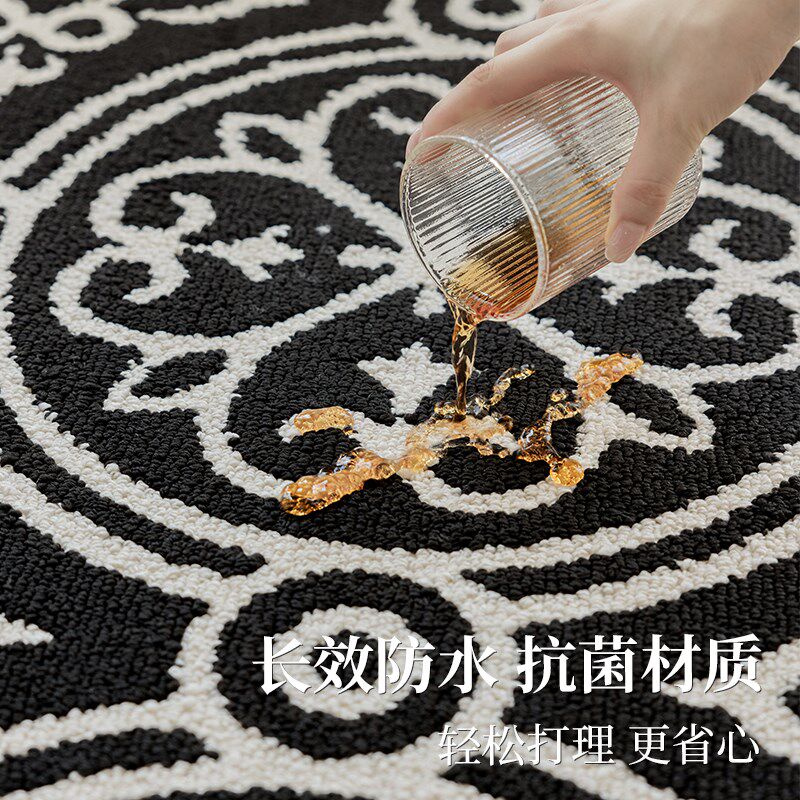 客厅卧室转椅小地垫圆形地s毯2024新款沙发茶几电脑椅子耐脏脚垫