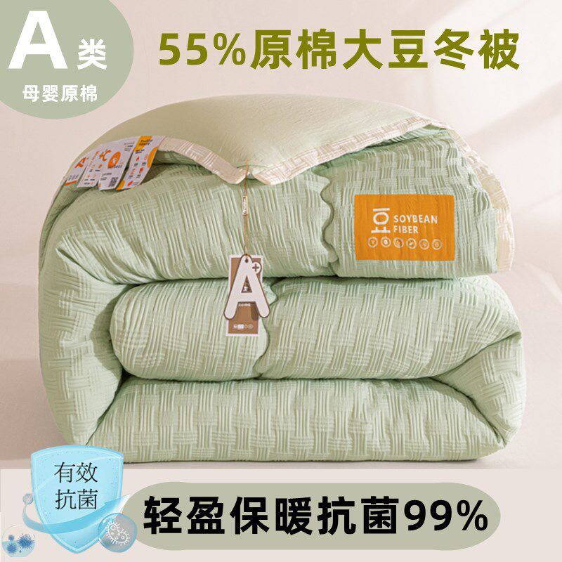 冬季全棉a类55%大豆纤维冬x被抗菌保暖春秋被加厚10斤棉被子被芯
