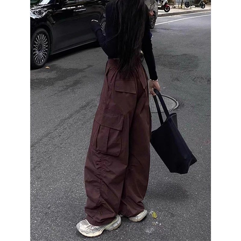 美式工装裤女夏季薄款2025新款酷飒风加长版高个T子垂感拖地阔腿