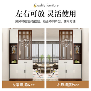 屏风隔断置物架入l户客厅实木正对进大门现代简约双面玄关柜子一