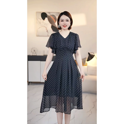 【深圳薇姐清仓】P高端大码原创遮肉显瘦连衣裙  P2035