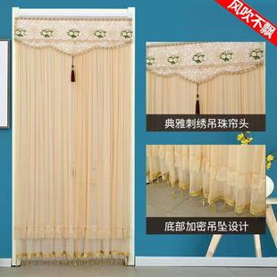 蕾丝卧室家用免打孔防盗门隔断帘伸缩杆纱帘 防蚊门帘2024年新款
