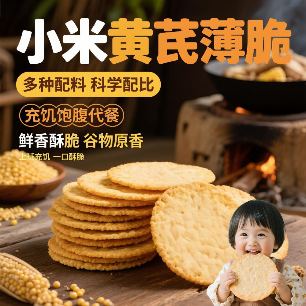 0添加小米黄芪锅巴薄脆饼