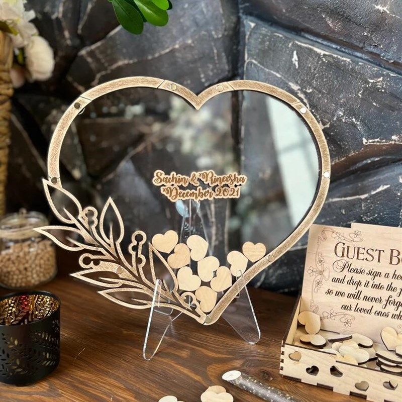定制婚礼心形礼签到台木r板签名结婚礼庆生日聚会布置道具爱心相