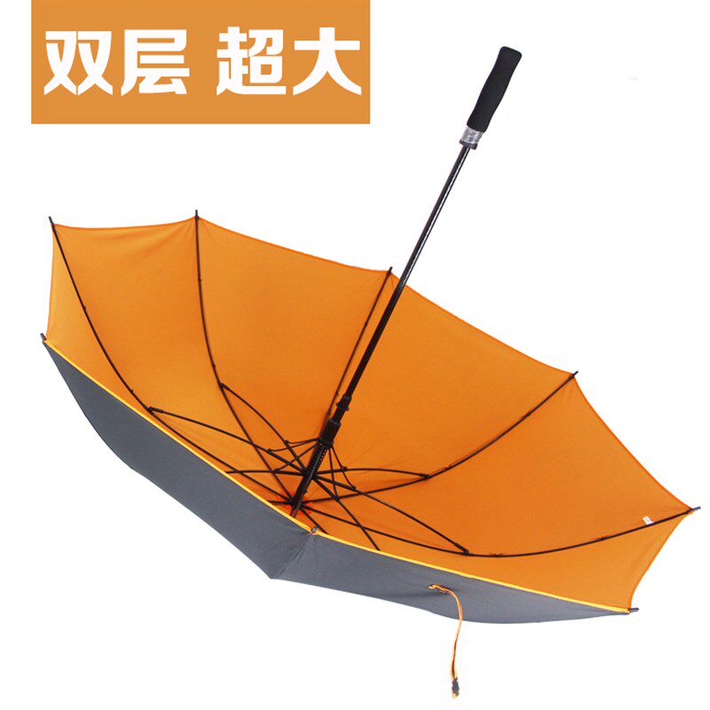 双层超大3人g防风抗暴雨长柄伞迎宾接待商务直柄伞半自动遮阳伞