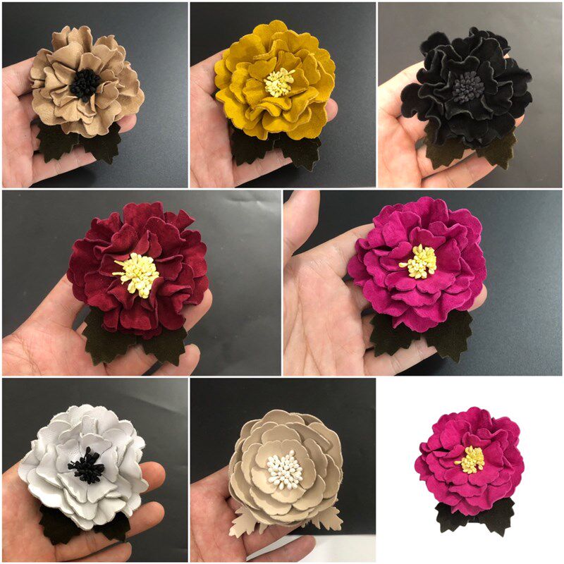 6.8cmd高端花朵羊反绒皮优质饰品包包花鞋花胸花头夹双用胸针扣