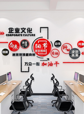 公司企业文化立体墙贴大厅入户形象墙G面装饰励志标语贴纸布置自