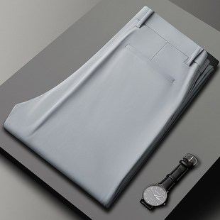 锦氨休闲男裤牛奶丝四面高弹中年爸爸裤宽松直筒夏款休闲X西裤561