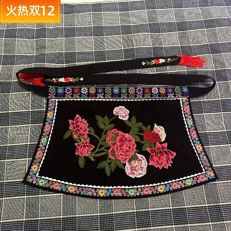 机器刺绣围腰围裙花贵州少数民F族布依族服装配饰传统绣花