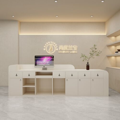 简约美容院收银台弧形服装店美甲甜品店吧台瑜伽馆公W司前台接待
