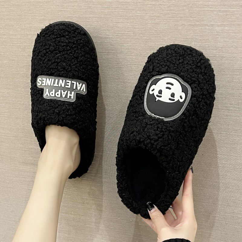 网红情侣棉拖鞋女秋m冬ins潮韩版居家用时尚防滑毛毛绒保暖棉鞋男