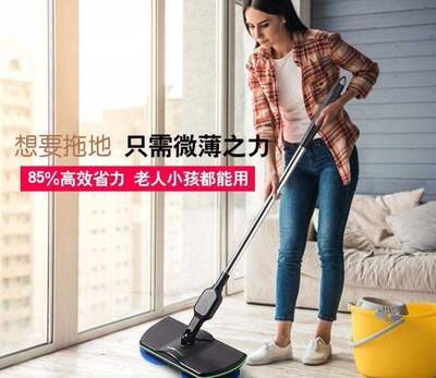 家用电动拖把充电清洁拖地机手推式不H弯腰擦地机无线旋转电动拖