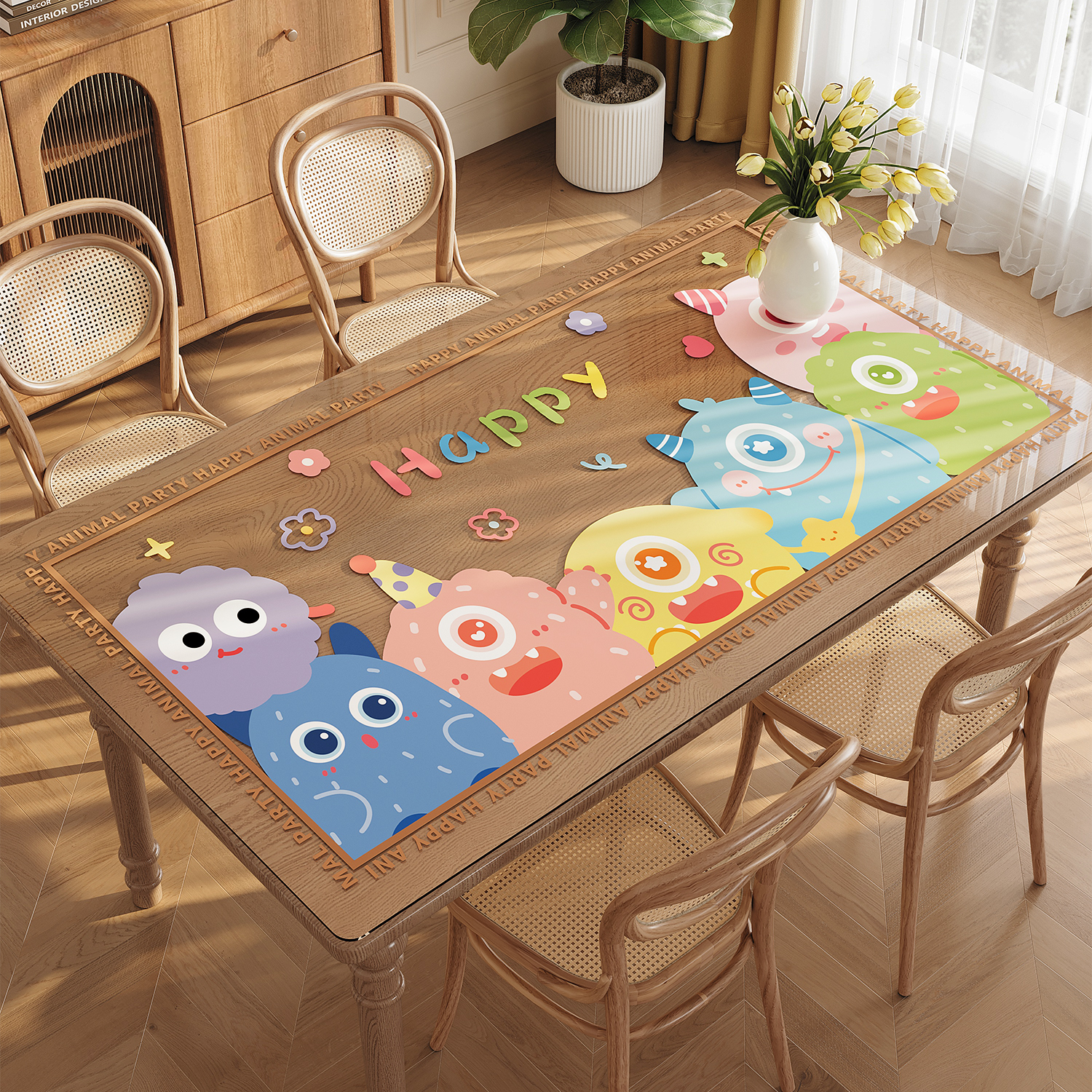卡通pvc软玻璃透明餐桌垫防水防油免洗桌布桌面保护垫客厅茶几垫