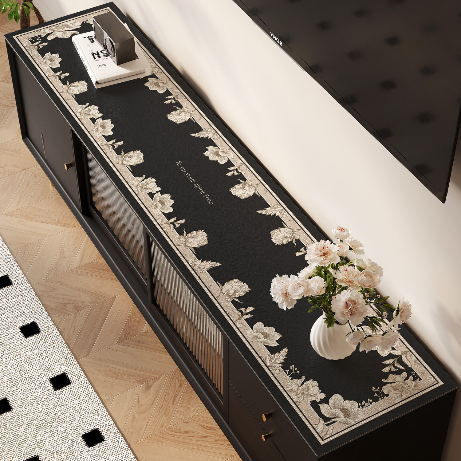 轻奢高级感电视柜桌布防水防油防烫皮革桌垫家用玄关鞋柜茶几桌布,居家布艺,桌布,淘宝优惠券,粉丝福利购,淘宝优惠卷