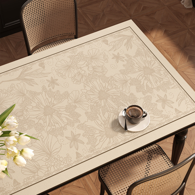 美式皮革餐桌垫防水防油防烫免洗桌布高级感长方形家用隔热茶几垫