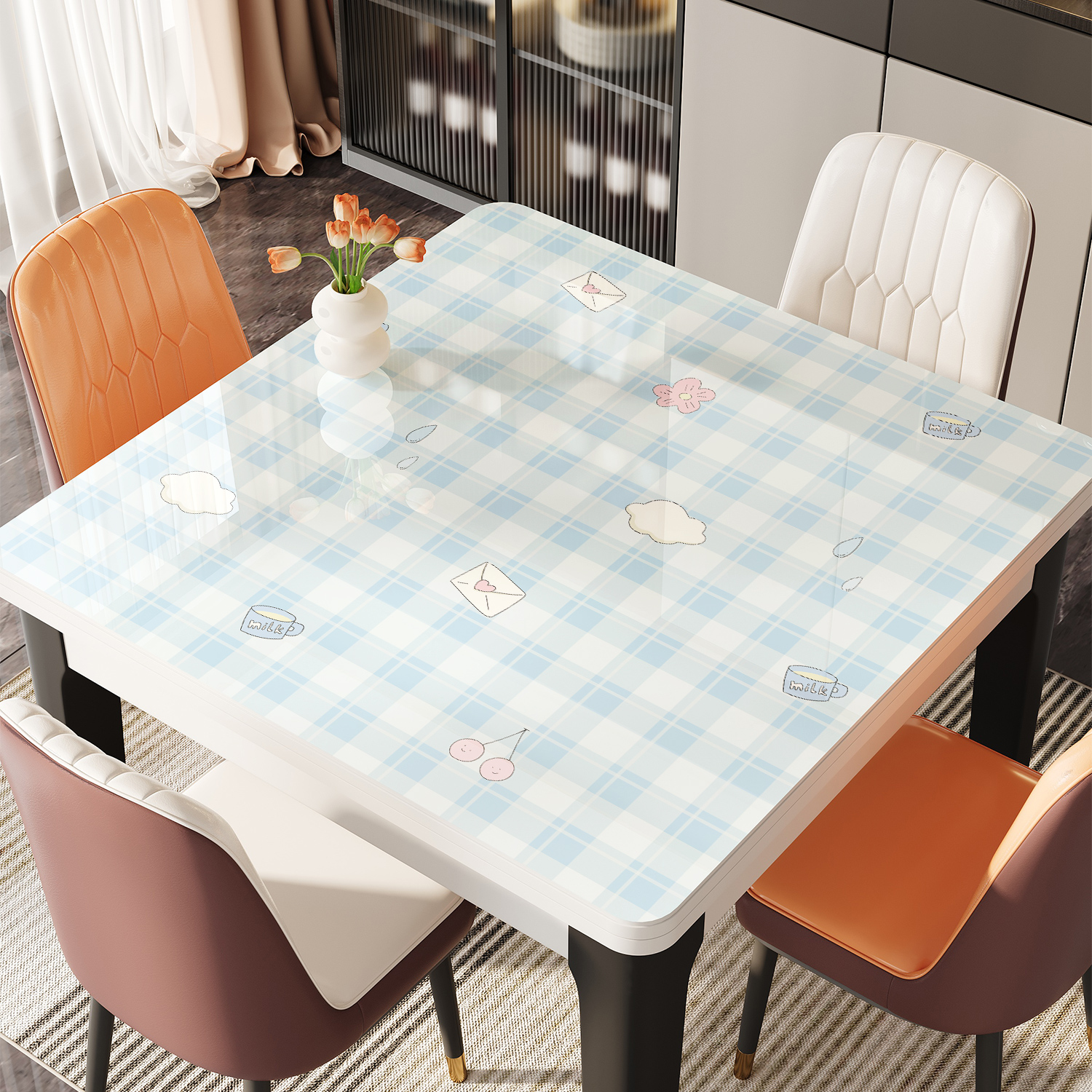 PVC正方形桌布免洗防水防油防烫餐桌垫ins风方桌桌布桌面保护垫子