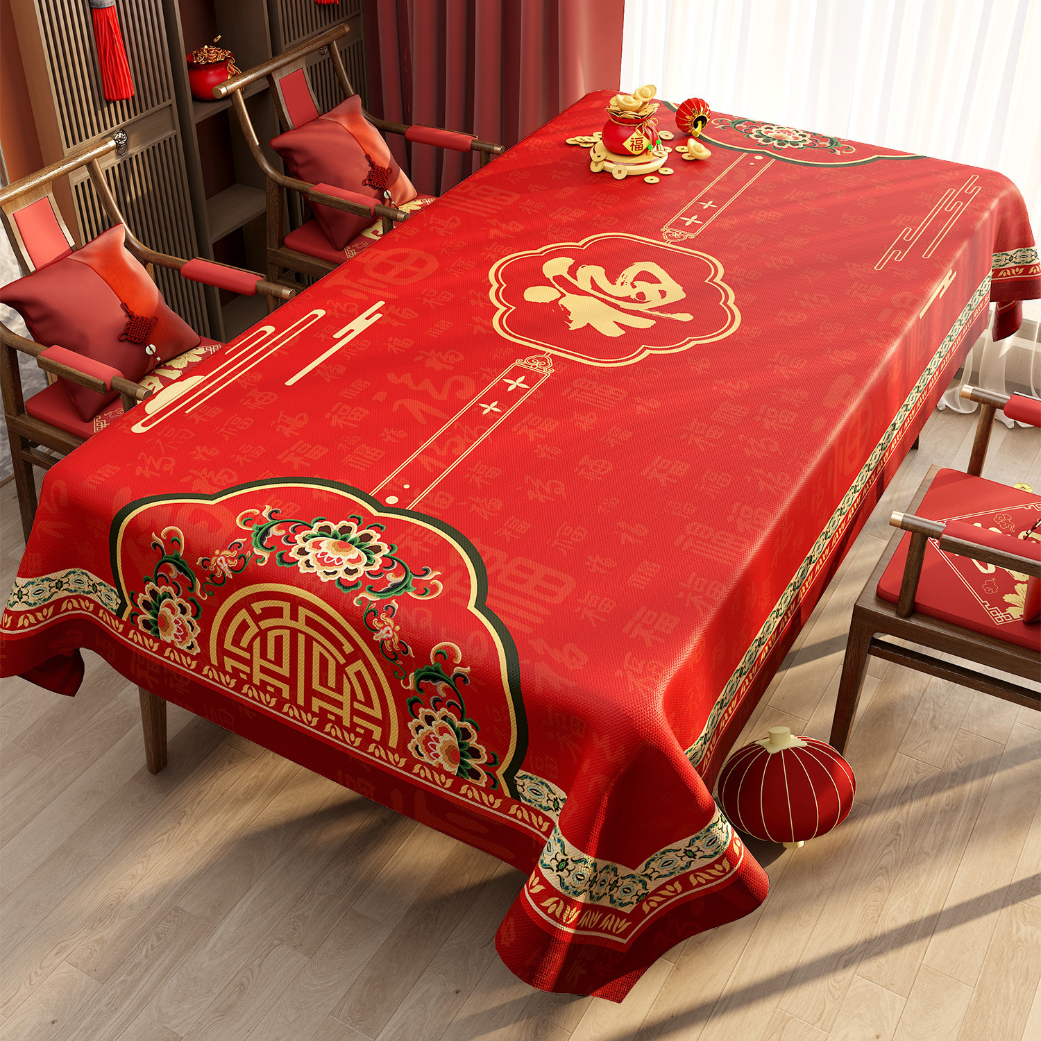 红色桌布防油防水免洗防烫2025新款新年喜庆氛围感结婚茶几餐桌布,居家布艺,桌布,淘宝优惠券,粉丝福利购,淘宝优惠卷