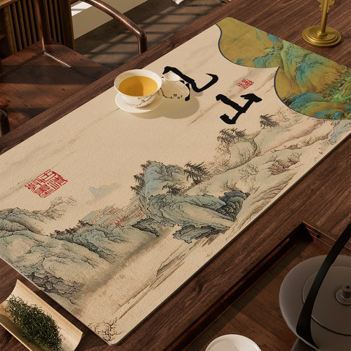 新中式禅意一人茶席小尺寸中国风硅藻泥吸水茶台垫布桌旗茶杯垫子