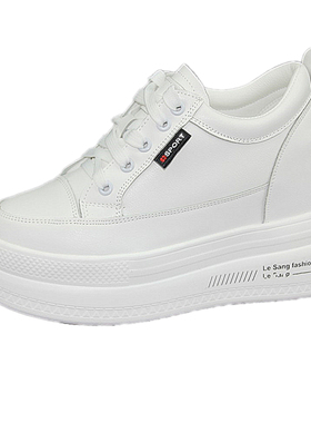 厚底内增高1e0cm小白鞋女鞋子2020早秋新款显瘦休闲运动鞋白色板