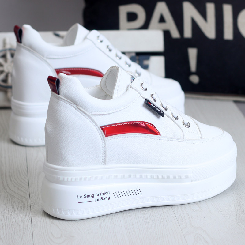 鞋子女202f1春夏透气小白鞋女厚底内增高10CM百搭运动鞋休闲板鞋