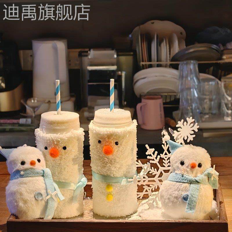网红酒馆圣诞鸡尾酒杯装饰酒吧圣诞老人毛绒酒杯挂件餐厅节日装饰
