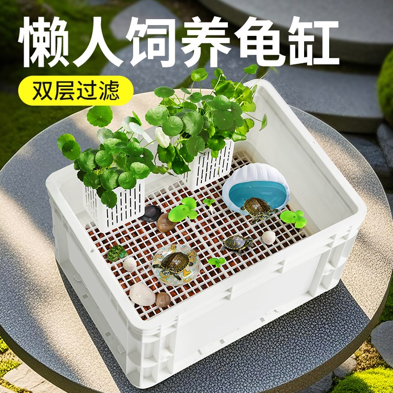 乌龟饲养缸新款免换水生态底滤水陆两栖造景爬宠缸家用可视周转箱