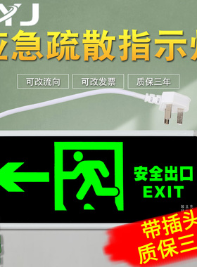 安全出口指示灯插电带插头免接线led标志灯国1消防应急疏散指示牌
