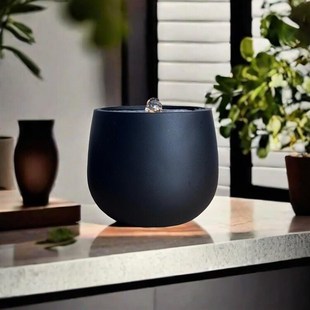 简约创意轻奢现代流水喷泉小景聚宝盆净水循环治愈解压招财摆件