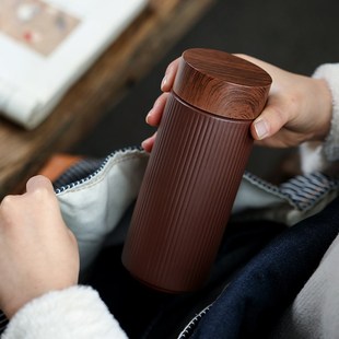 清朴堂送礼杯子文心紫砂双层随身便携耐高温黄龙山原矿紫砂