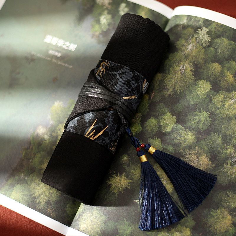 古风笔帘卷笔袋男复古卷帘式中国风钢笔笔袋女大学生初中生文具袋