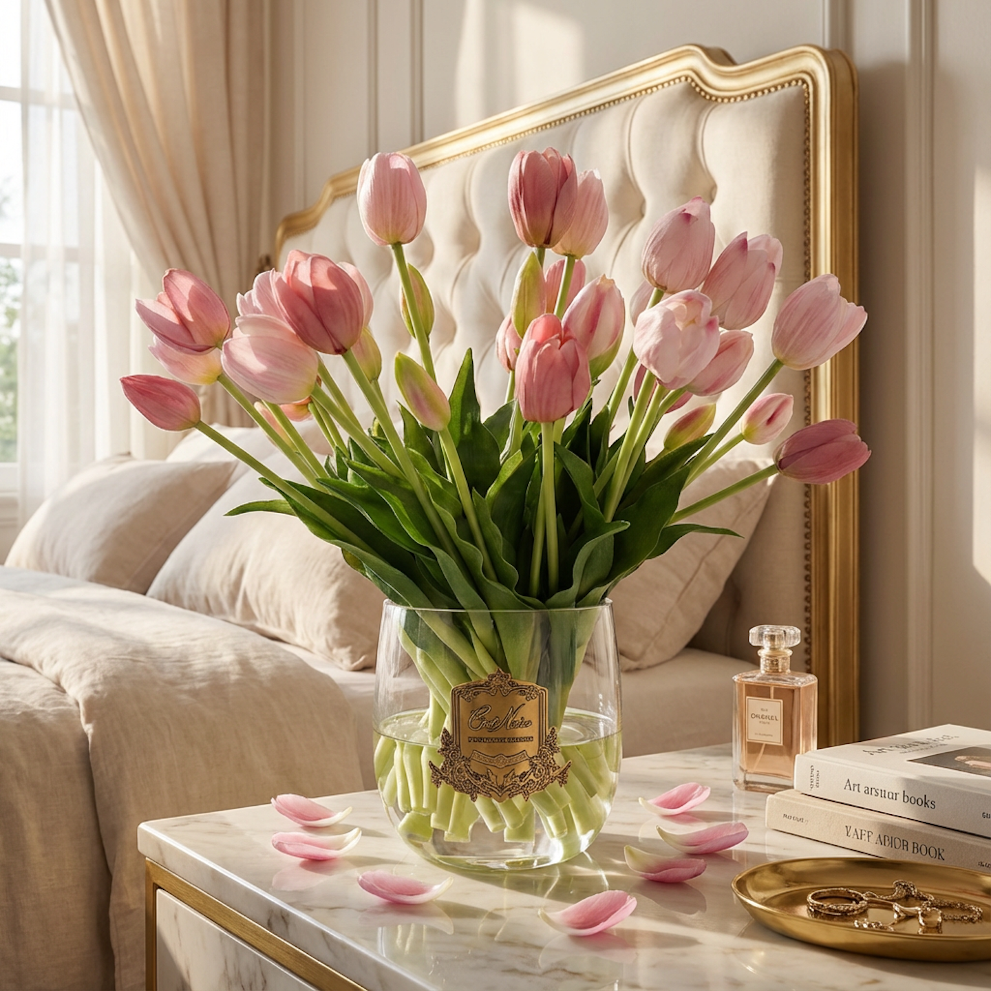 粉色郁金香花束仿真花