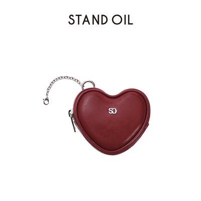 【超越同款】韩国Standoil心形耳机包26新款红色小包收纳钱包挂件