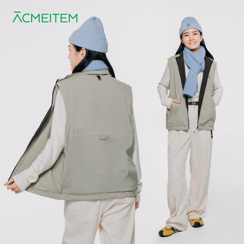 ACMEITEM爱棵米 运动立领马甲多口袋休闲工装拉链背心微宽松男女