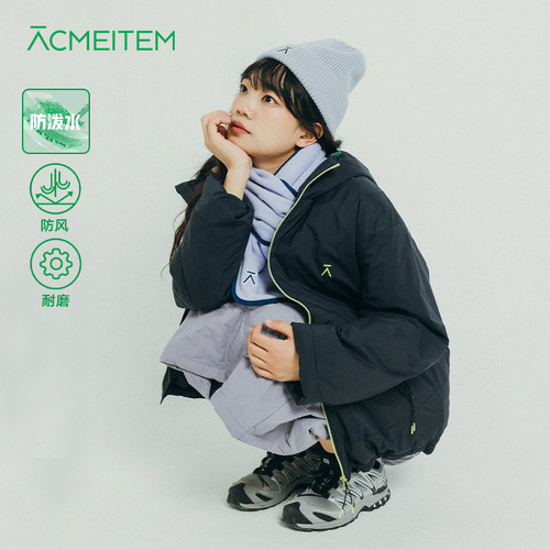 ACMEITEM爱棵米 户外情侣轻量连帽棉服宽松保暖夹棉外套上衣男女
