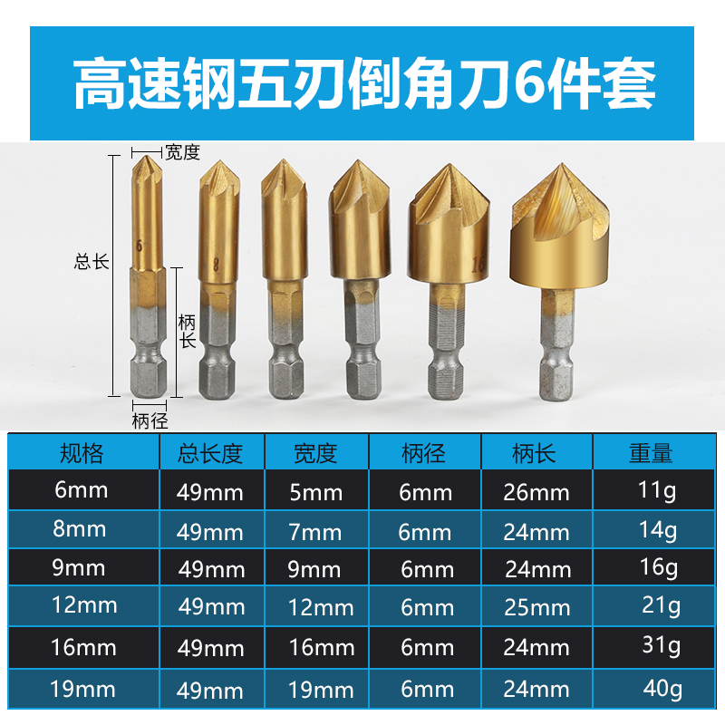 五刃倒角器90度单刃倒角器不锈钢扩孔钻锥度螺丝沉孔刀去毛刺锪钻