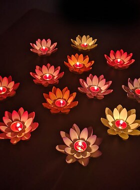 河灯蜡烛荷花灯莲花灯水灯花灯户外防水漂中秋节庆中元节创意新款