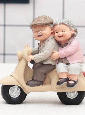 恩爱夫妻老人物摆件家居装饰工艺品客厅酒柜摆设新婚礼品结婚礼物