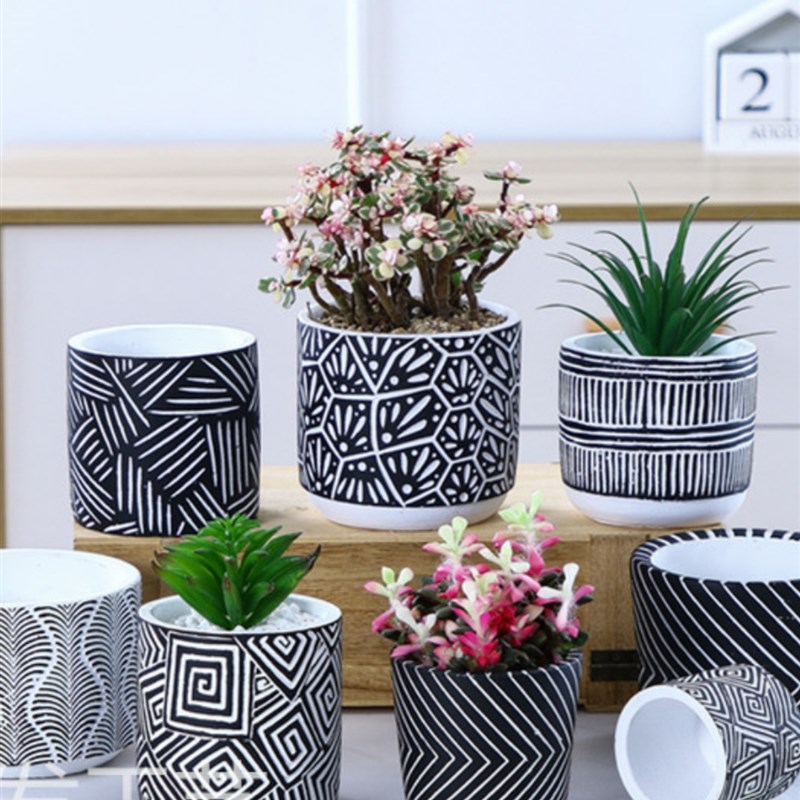 水泥多肉植物小花盆 北欧花盆落地花卉盆栽 室内绿植创意花器包邮
