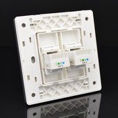 银色双口电话插座86型二位语音开关RJ11免打电话线模块信息口面板