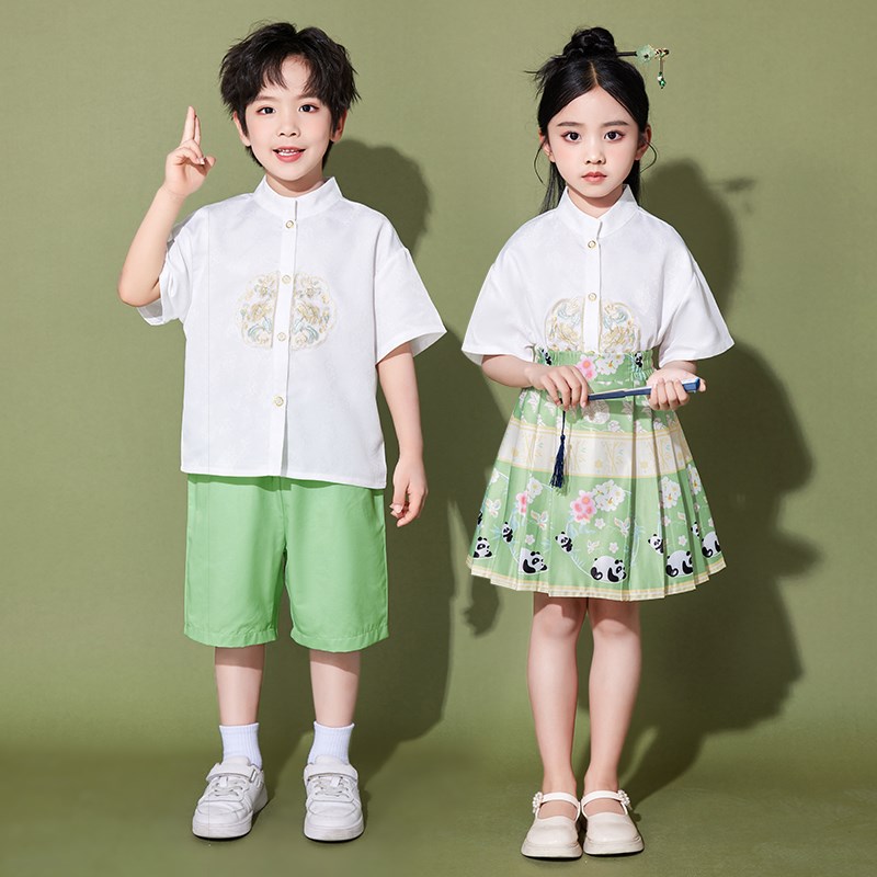 六一儿童中国风演出服男女童马面裙汉服套装合唱服朗诵表演幼儿园