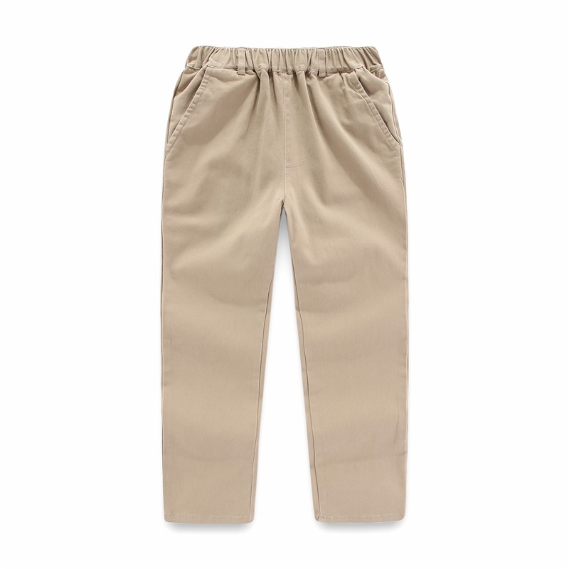 儿童浅卡其长裤子男童女童藏青深蓝米色黑加绒大童小学生校服校裤